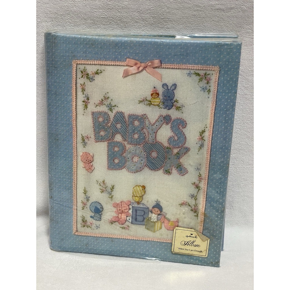 Record baby memory Hallmark pink blue‎ Up To 7th Birthday 9x11.5" Book vintage